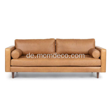 Mid-Century Modern Sven Charme Hellbraunes Ledersofa